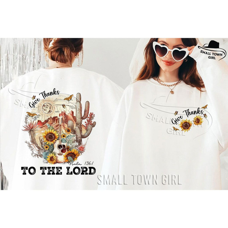 Retro Western Christian Bible Fall Boho Png Give Thanks To The Lord Png God Png Autumn Christian Bo 1