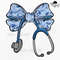 Blue Toile Floral Nurse Bow Stethoscope Png Nurse Coquette Png Nurse Bow Stethoscope Png Nurse Bow  0