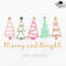Retro Merry And Bright Christmas Tree Png Merry And Bright Png Retro Christmas Tree Png Pink Christ 0
