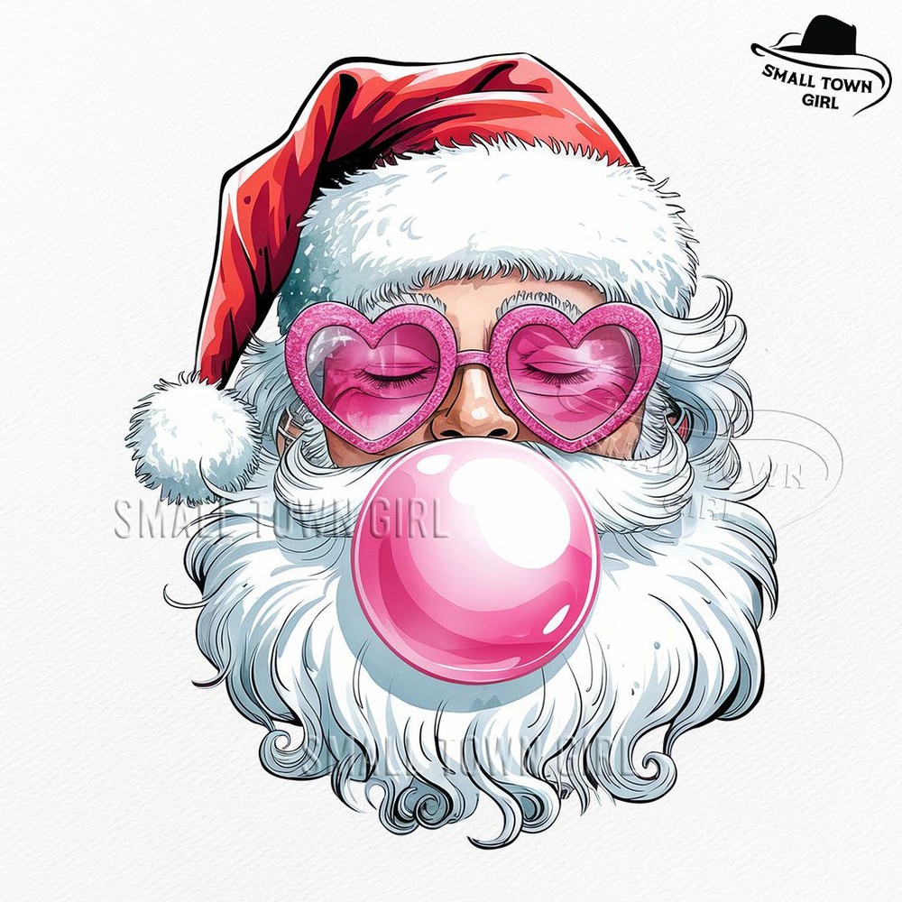 Pink Christmas Santa Claus Sunglasses Png Vintage Santa Png Coquette Christmas Png Christmas Design 0