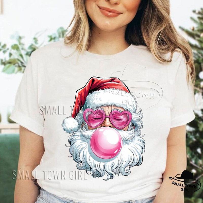 Pink Christmas Santa Claus Sunglasses Png Vintage Santa Png Coquette Christmas Png Christmas Design 1