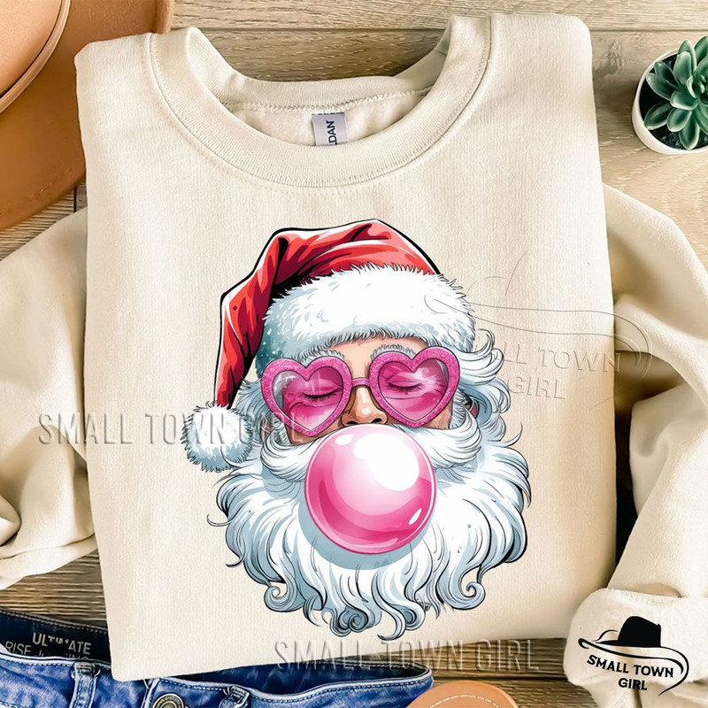 Pink Christmas Santa Claus Sunglasses Png Vintage Santa Png Coquette Christmas Png Christmas Design 3