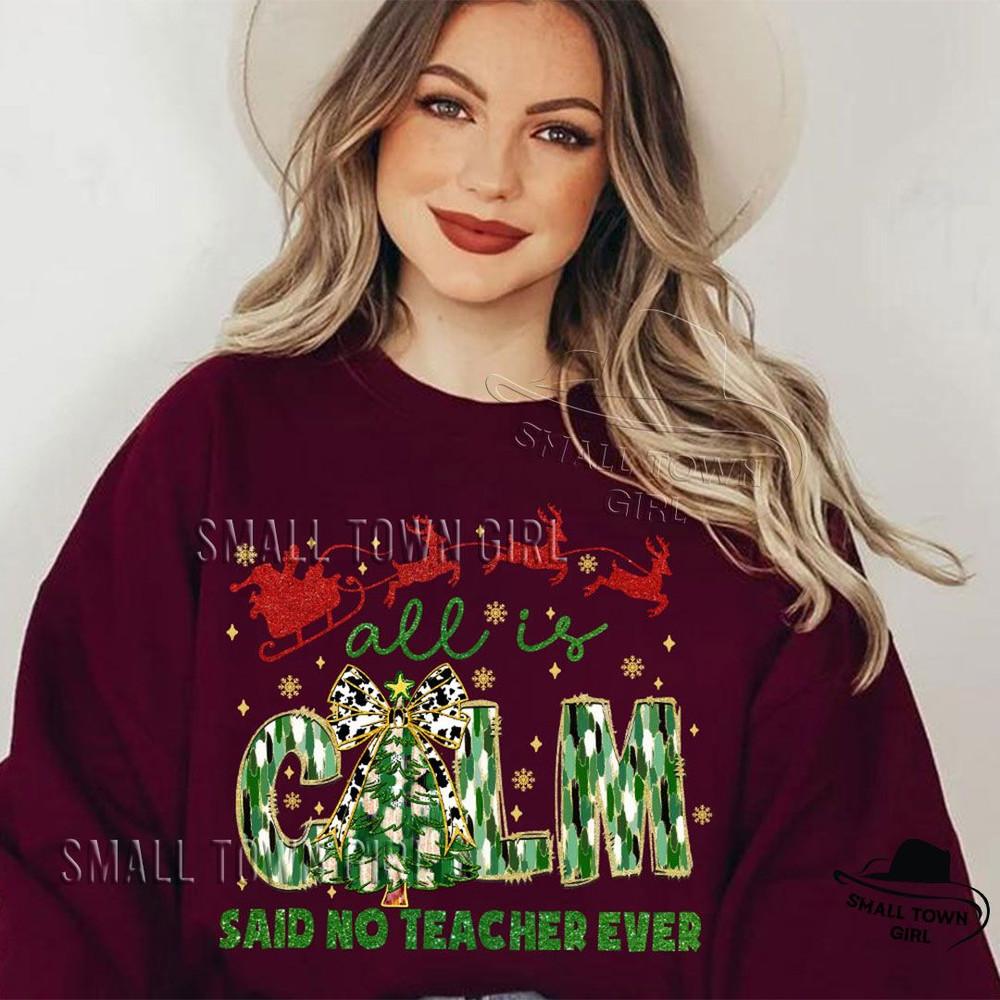 Coquette Glitter Teacher Christmas Tree Png Teacher Christmas Png All Is Calm Said No Teacher Ever  5