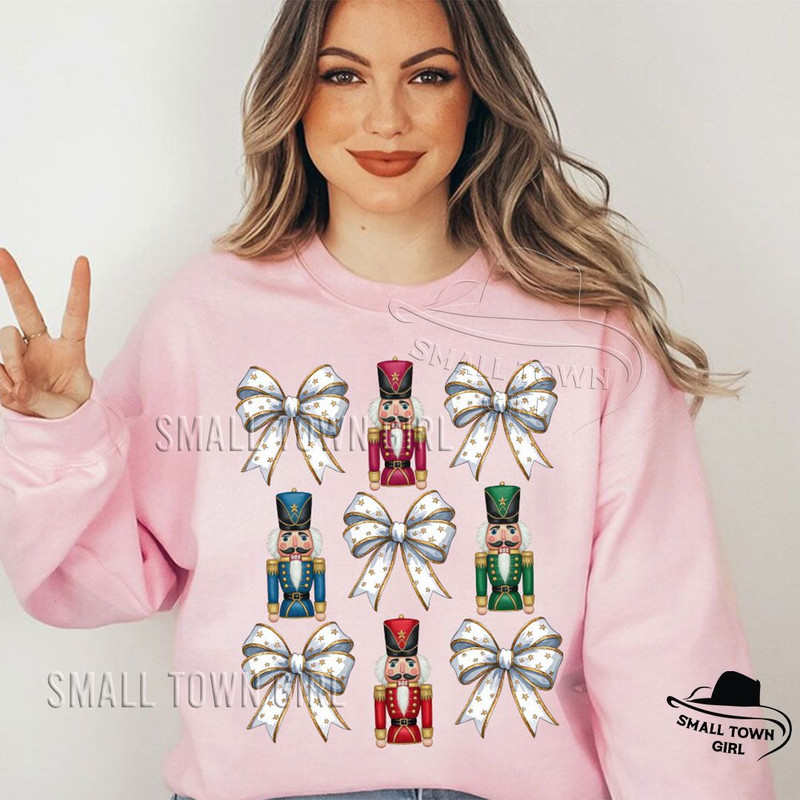 Cute Coquette Christmas Bow Nutcracker Png Coquette Png Glitter Bow Png Christmas Png Sublimation C 3