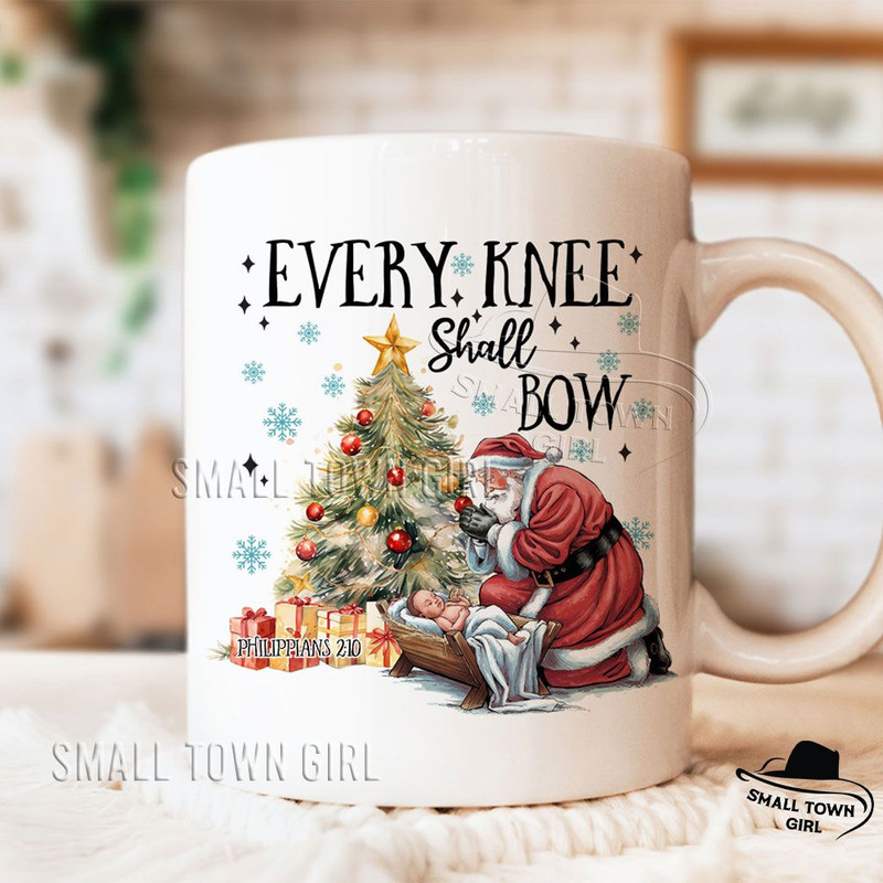 Every Knee Shall Bow Nativity Santa Png Nativity Scene Png Santa Christmas Png Christmas Shirt Knee 5