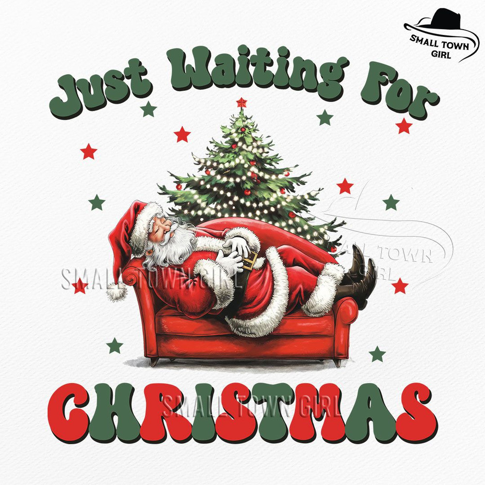 Funny Retro Santa Waiting For Christmas Png Just Waiting For Christmas Png Santa Claus Png Retro Ch 0