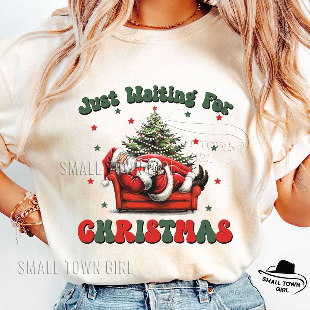 Funny Retro Santa Waiting For Christmas Png Just Waiting For Christmas Png Santa Claus Png Retro Ch 2
