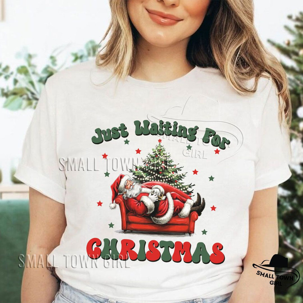 Funny Retro Santa Waiting For Christmas Png Just Waiting For Christmas Png Santa Claus Png Retro Ch 3