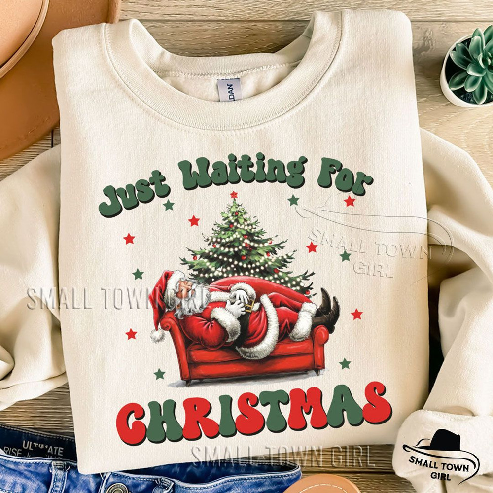 Funny Retro Santa Waiting For Christmas Png Just Waiting For Christmas Png Santa Claus Png Retro Ch 4