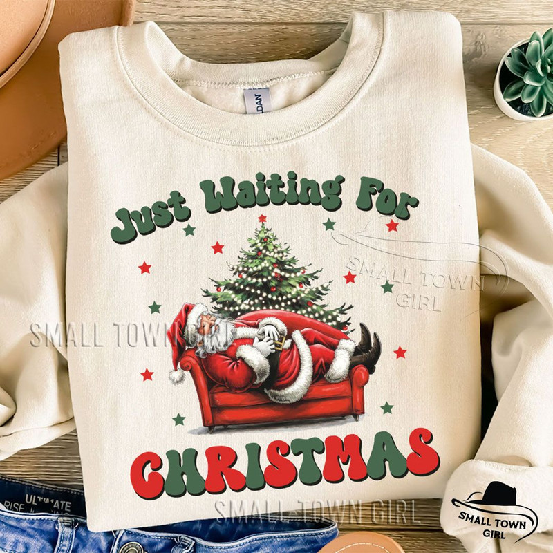 Funny Retro Santa Waiting For Christmas Png Just Waiting For Christmas Png Santa Claus Png Retro Ch 4