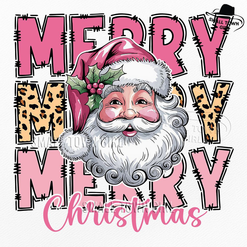 Leopard Merry Christmas Pink Santa Png Pink Christmas Png Christmas Png Retro Christmas Png Santa C 0