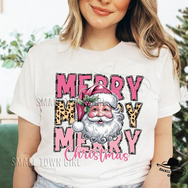 Leopard Merry Christmas Pink Santa Png Pink Christmas Png Christmas Png Retro Christmas Png Santa C 2