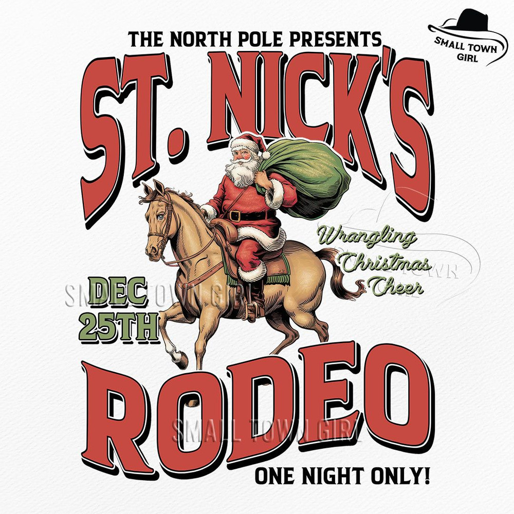 Christmas Cowboy Santa St Nicks Rodeo Png Vintage Christmas Cowboy Santa Png Western Christmas Subl 0