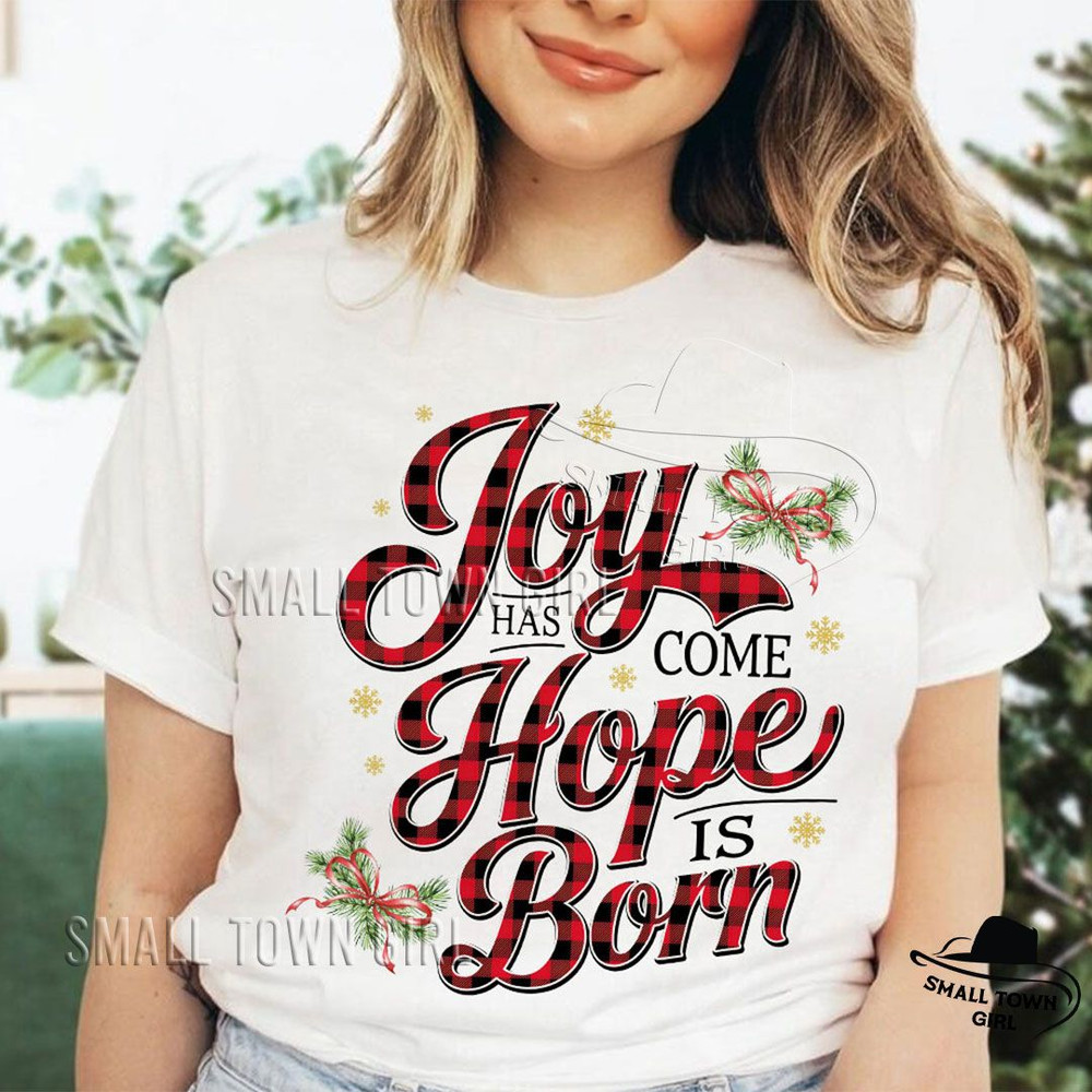 Joy Hope Buffalo Plaid Christmas Glitter Png Joy Has Come Hope Is Born Png Vintage Christmas Png Bu 3
