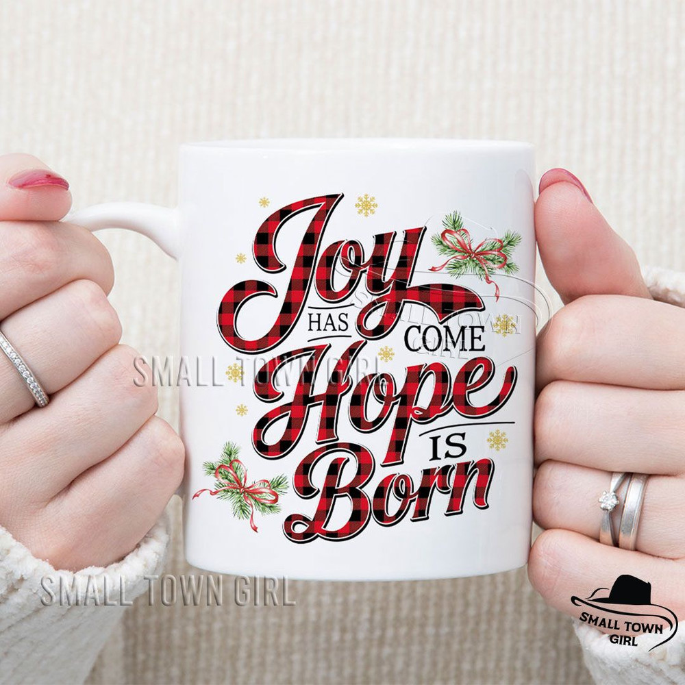 Joy Hope Buffalo Plaid Christmas Glitter Png Joy Has Come Hope Is Born Png Vintage Christmas Png Bu 5