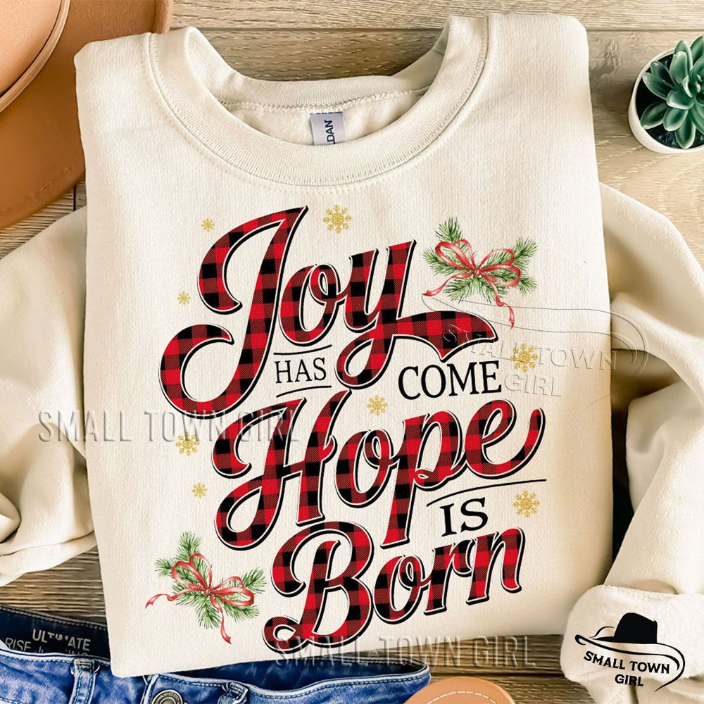 Joy Hope Buffalo Plaid Christmas Glitter Png Joy Has Come Hope Is Born Png Vintage Christmas Png Bu 4