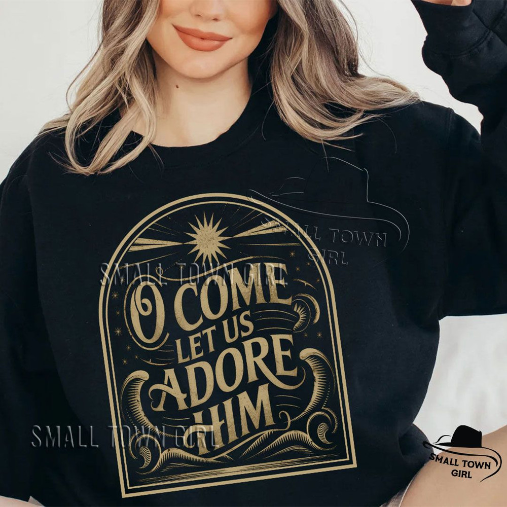 O Come Let Us Adore Him Retro Christmas Png Christian Christmas Png Vintage Christmas Png Christmas 3