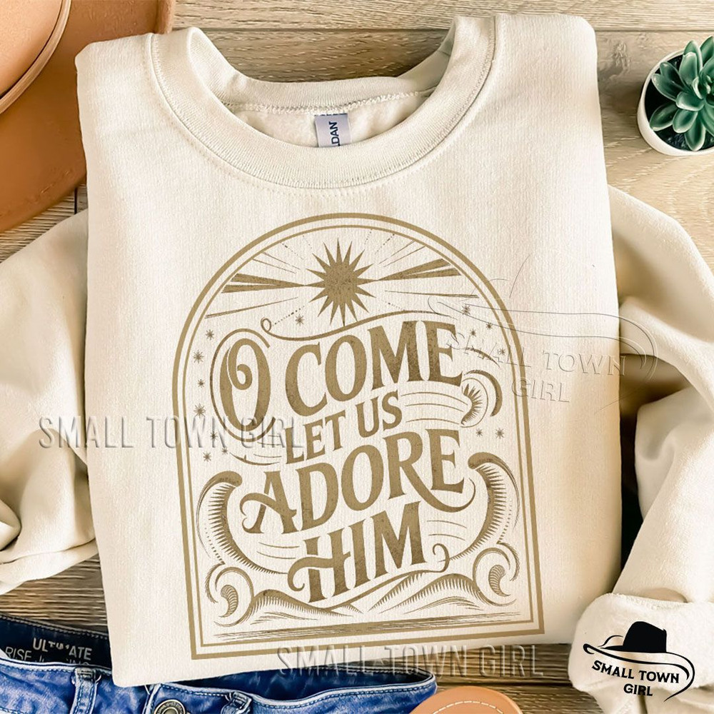 O Come Let Us Adore Him Retro Christmas Png Christian Christmas Png Vintage Christmas Png Christmas 4