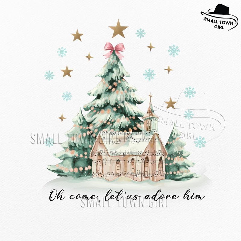 Oh Come Let Us Adore Him Christmas Tree Png Watercolor Christmas Tree Christmas Coquette Bow Tree P 0