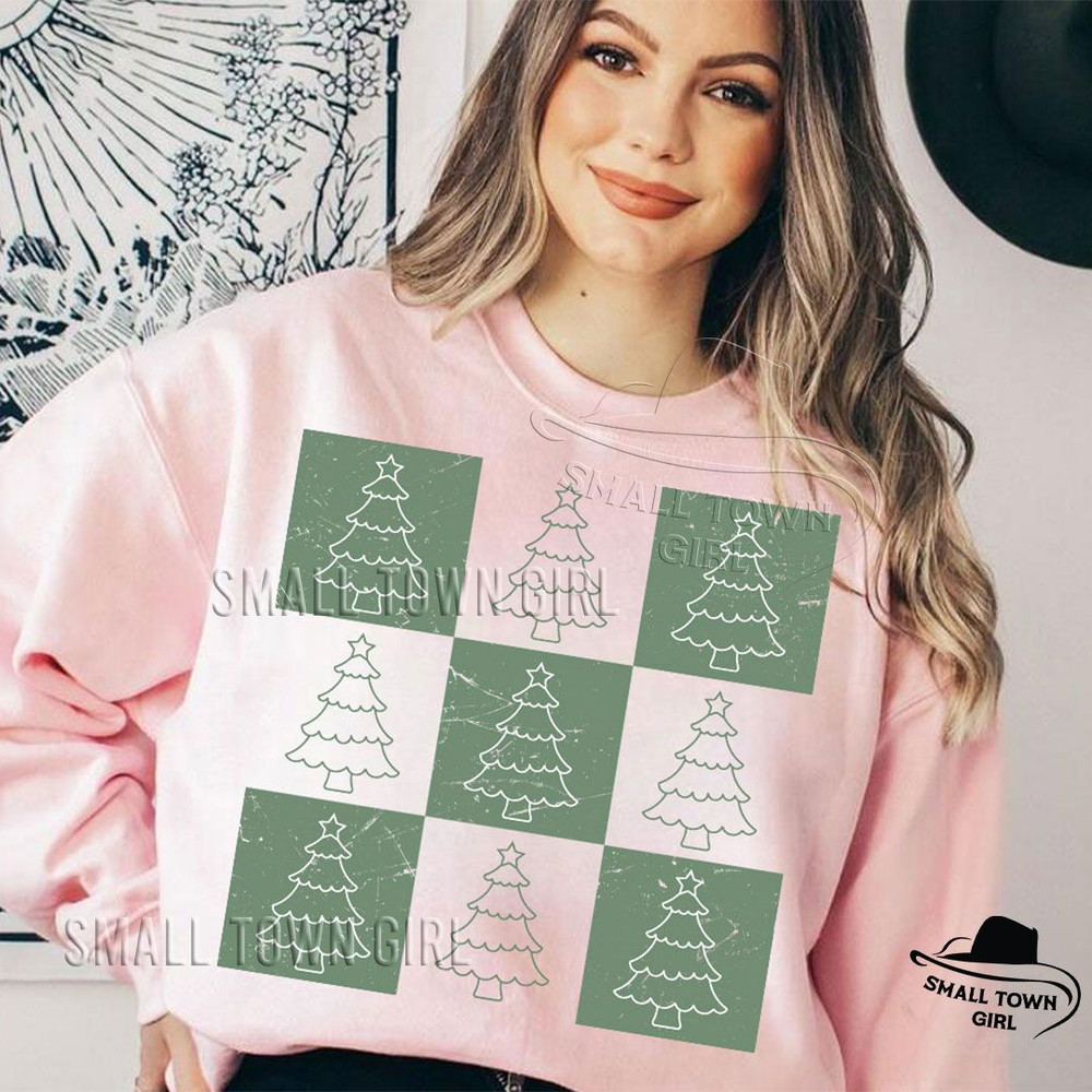 Retro Holiday Christmas Tree Sublimation Png Retro Christmas Tree Png Trendy Checkered Christmas Pn 2