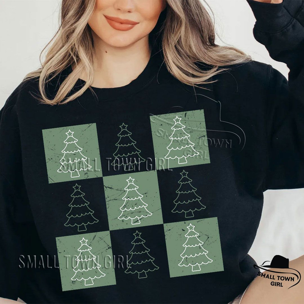 Retro Holiday Christmas Tree Sublimation Png Retro Christmas Tree Png Trendy Checkered Christmas Pn 3