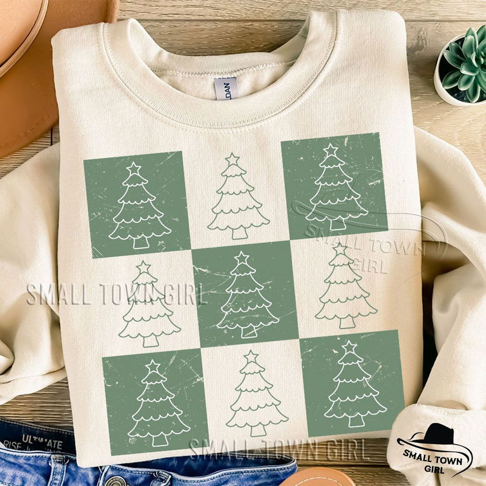 Retro Holiday Christmas Tree Sublimation Png Retro Christmas Tree Png Trendy Checkered Christmas Pn 5