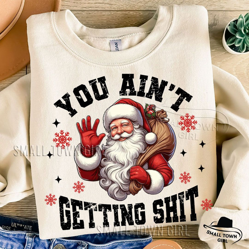 Christmas Santa You Aint Getting Shit Png Funny Christmas Santa Png Masculine Christmas Png Sassy X 3