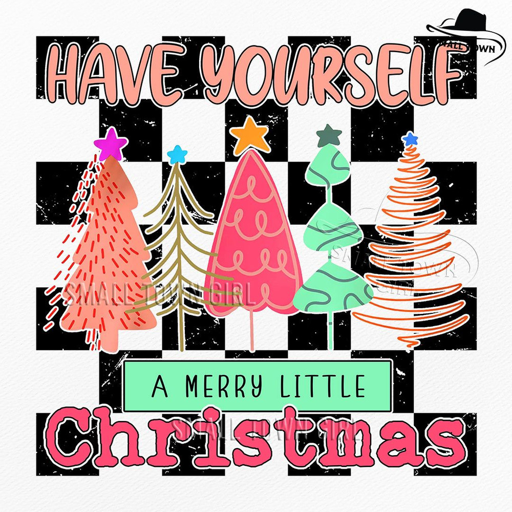 Have Yourself A Merry Little Christmas Png Retro Checker Christmas Christmas Tree Png Pink Christma 0