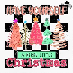 have yourself a merry little christmas png, retro checker christmas, christmas tree png, pink christmas png