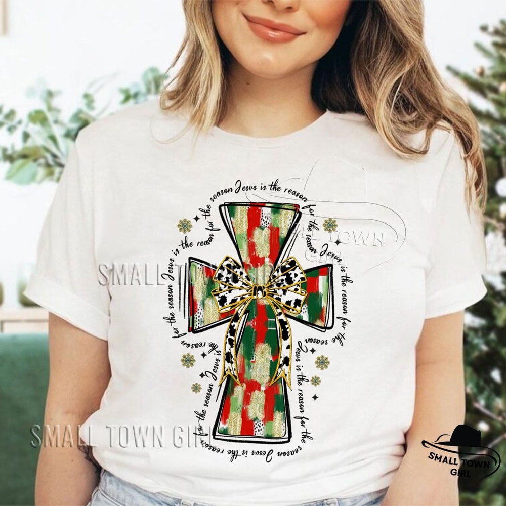 Colorful Coquette Glitter Jesus Cross Png Jesus Is The Reason Christmas Brushstroke Christmas Coque 2