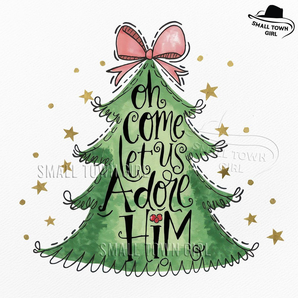 Oh Come Let Us Adore Him Sublimation Png Oh Come Let Us Adore Him Png Jesus Christmas PNG Coquette