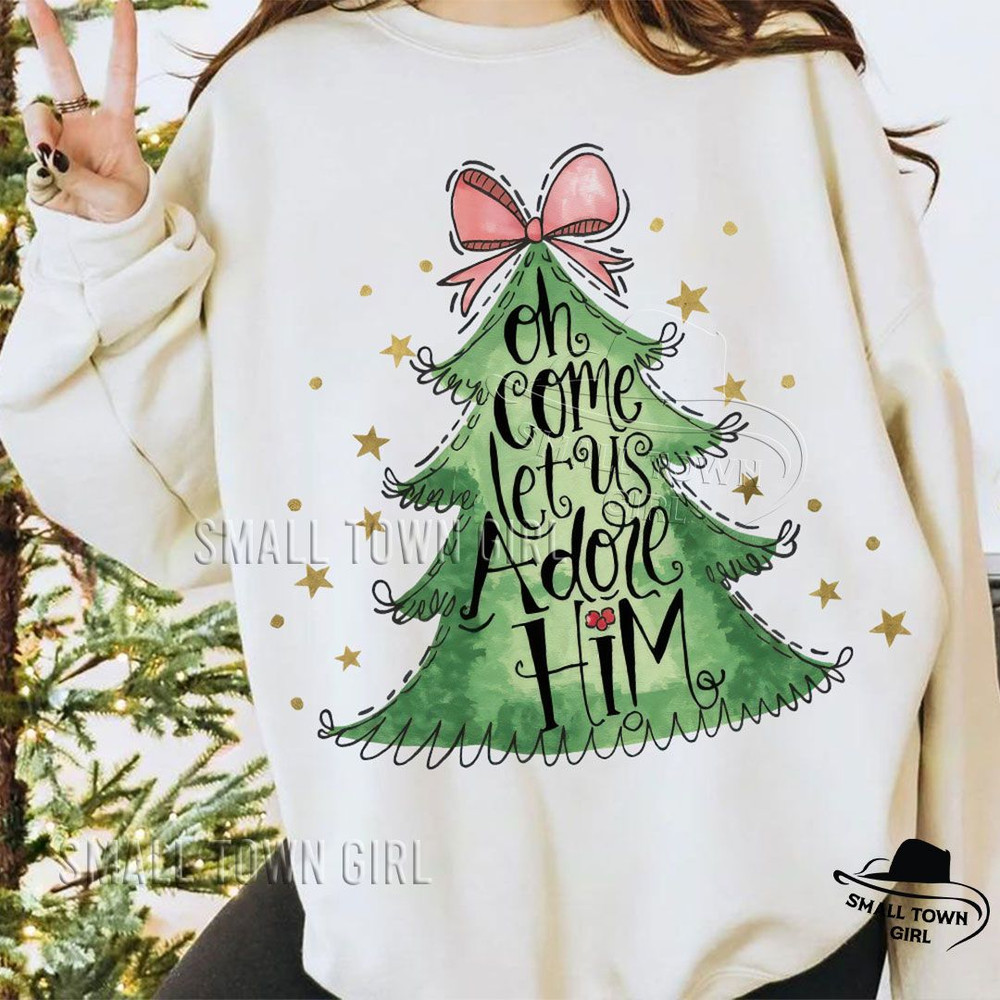 Oh Come Let Us Adore Him Sublimation Png Oh Come Let Us Adore Him Png Jesus Christmas PNG Coquette