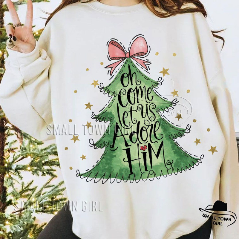 Oh Come Let Us Adore Him Sublimation Png Oh Come Let Us Adore Him Png Jesus Christmas PNG Coquette