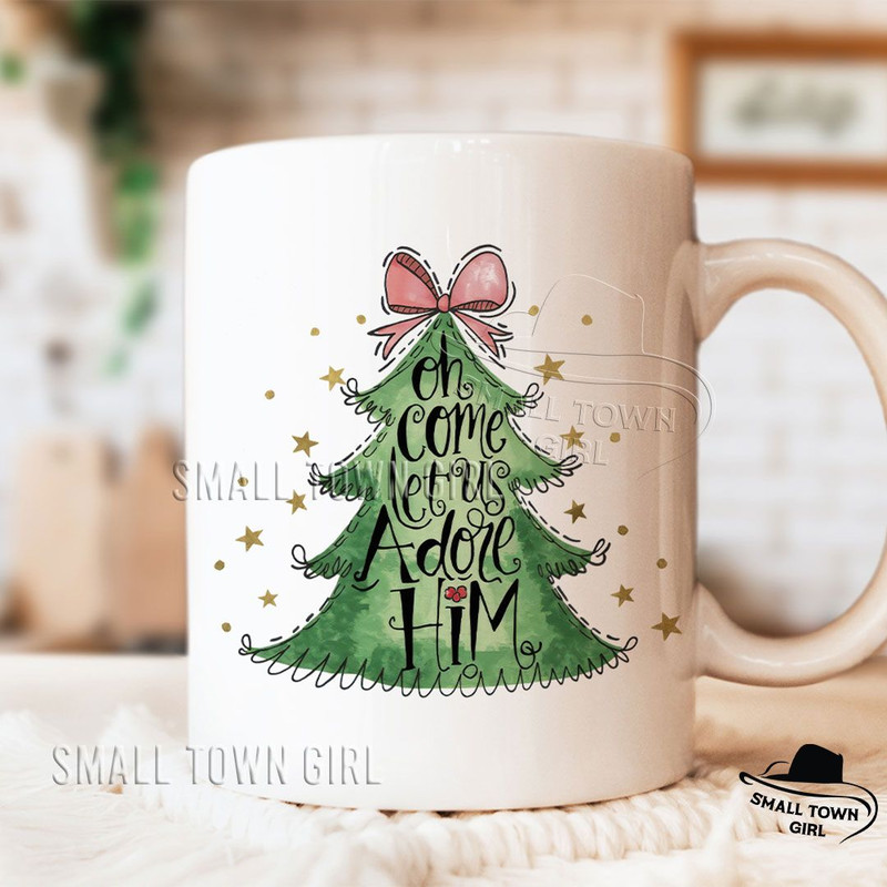 Oh Come Let Us Adore Him Sublimation Png Oh Come Let Us Adore Him Png Jesus Christmas PNG Coquette