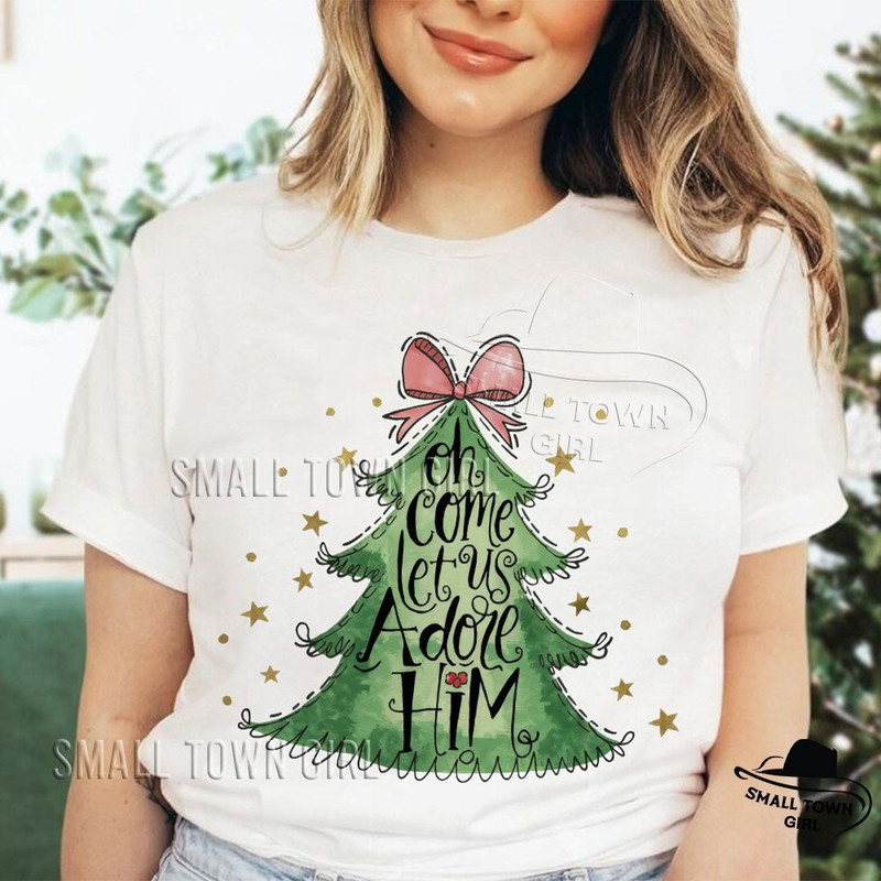 Oh Come Let Us Adore Him Sublimation Png Oh Come Let Us Adore Him Png Jesus Christmas PNG Coquette