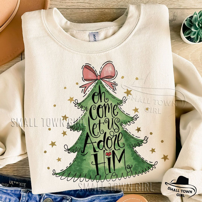 Oh Come Let Us Adore Him Sublimation Png Oh Come Let Us Adore Him Png Jesus Christmas PNG Coquette