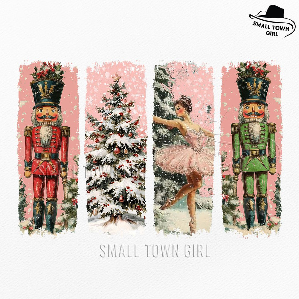 Retro Pink Nutcracker Ballet Christmas Png Preppy Christmas Png Holiday Vibes Png Nutcracker Ballet 0