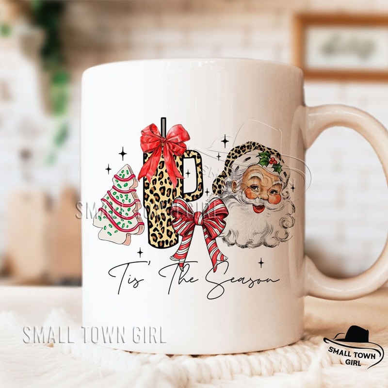 Tis The Season Leopard Santa Christmas Png Christmas Coquette Bow Png Santa Png Xmas Coquette Bow J 6