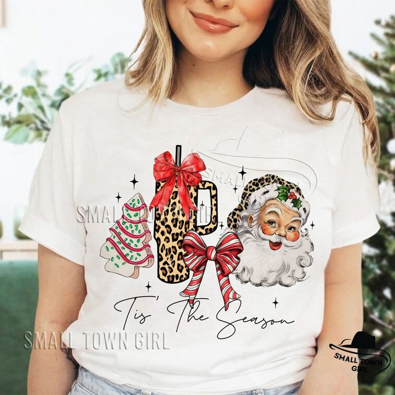 Tis The Season Leopard Santa Christmas Png Christmas Coquette Bow Png Santa Png Xmas Coquette Bow J 3