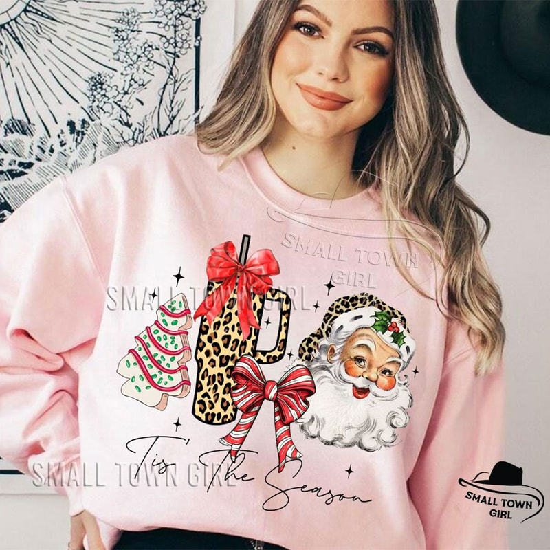 Tis The Season Leopard Santa Christmas Png Christmas Coquette Bow Png Santa Png Xmas Coquette Bow J 2