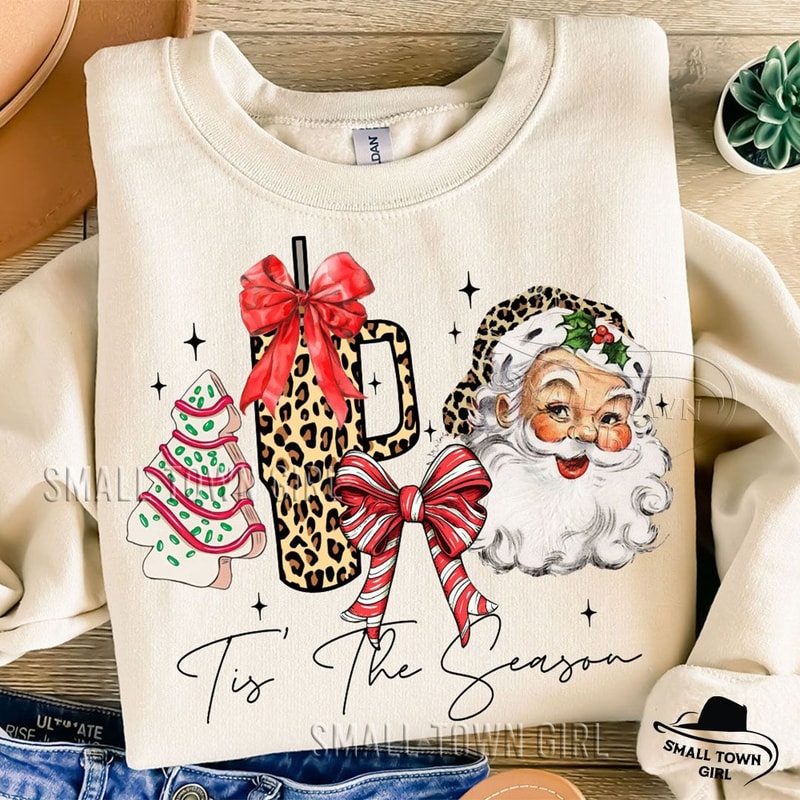 Tis The Season Leopard Santa Christmas Png Christmas Coquette Bow Png Santa Png Xmas Coquette Bow J 5
