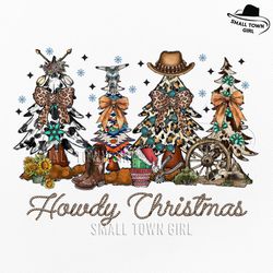howdy christmas tree western leopard bow png, howdy christmas png, western christmas png, retro christmas tree png
