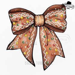 gingerbread bow christmas coquette png, gingerbread bow png, merry christmas png, christmas sublimation png