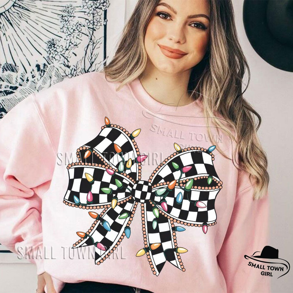 Checkered Coquette Christmas Lights Bow Png Checkered Christmas Png Christmas Lights Bow Png Christ 2