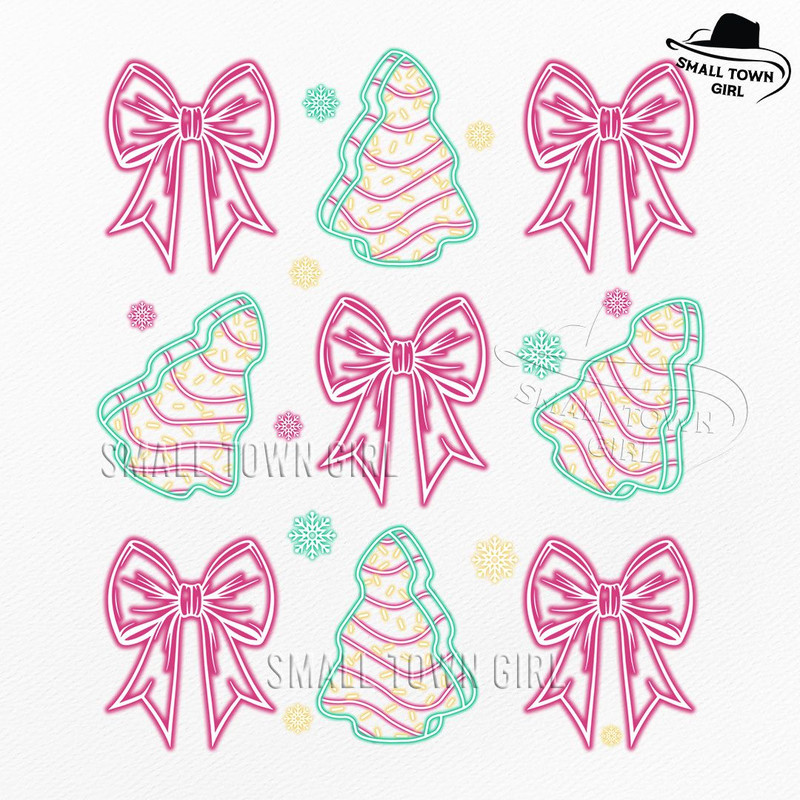 Neon Coquette Christmas Bow Tree Cake Png Christmas Png Neon Christmas Png Christmas Tree Cake Png 0