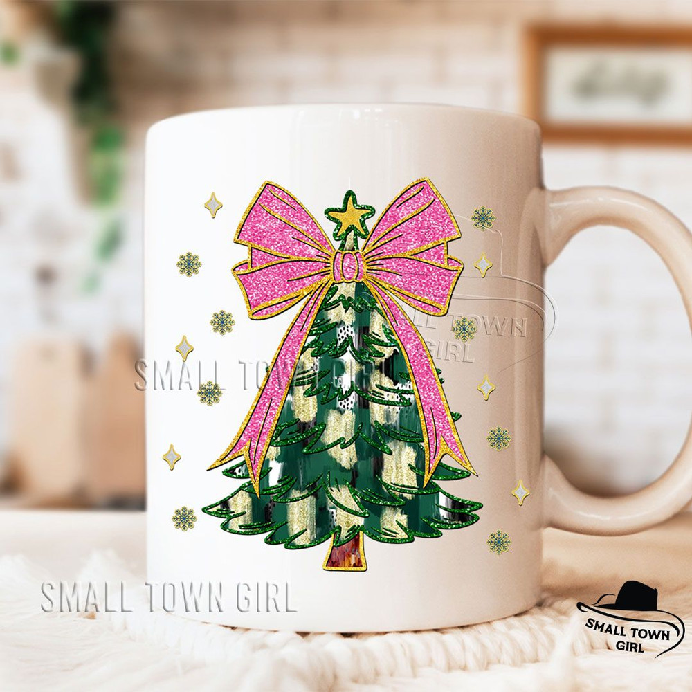 Pink Coquette Glitter Christmas Tree Png Watercolor Christmas Tree Girly Faux Glitter Pink Christma 5