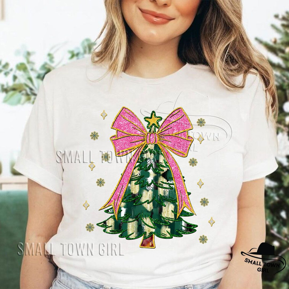 Pink Coquette Glitter Christmas Tree Png Watercolor Christmas Tree Girly Faux Glitter Pink Christma 1