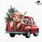 Christmas Highland Cow On Vintage Truck Png Christmas Highland Cow Png Vintage Red Christmas Tree T 0