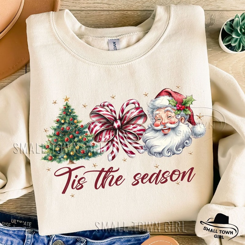 Tis The Season Coquette Christmas Santa Png Retro Christmas Png Tis The Season Png Santa Claus Png 4