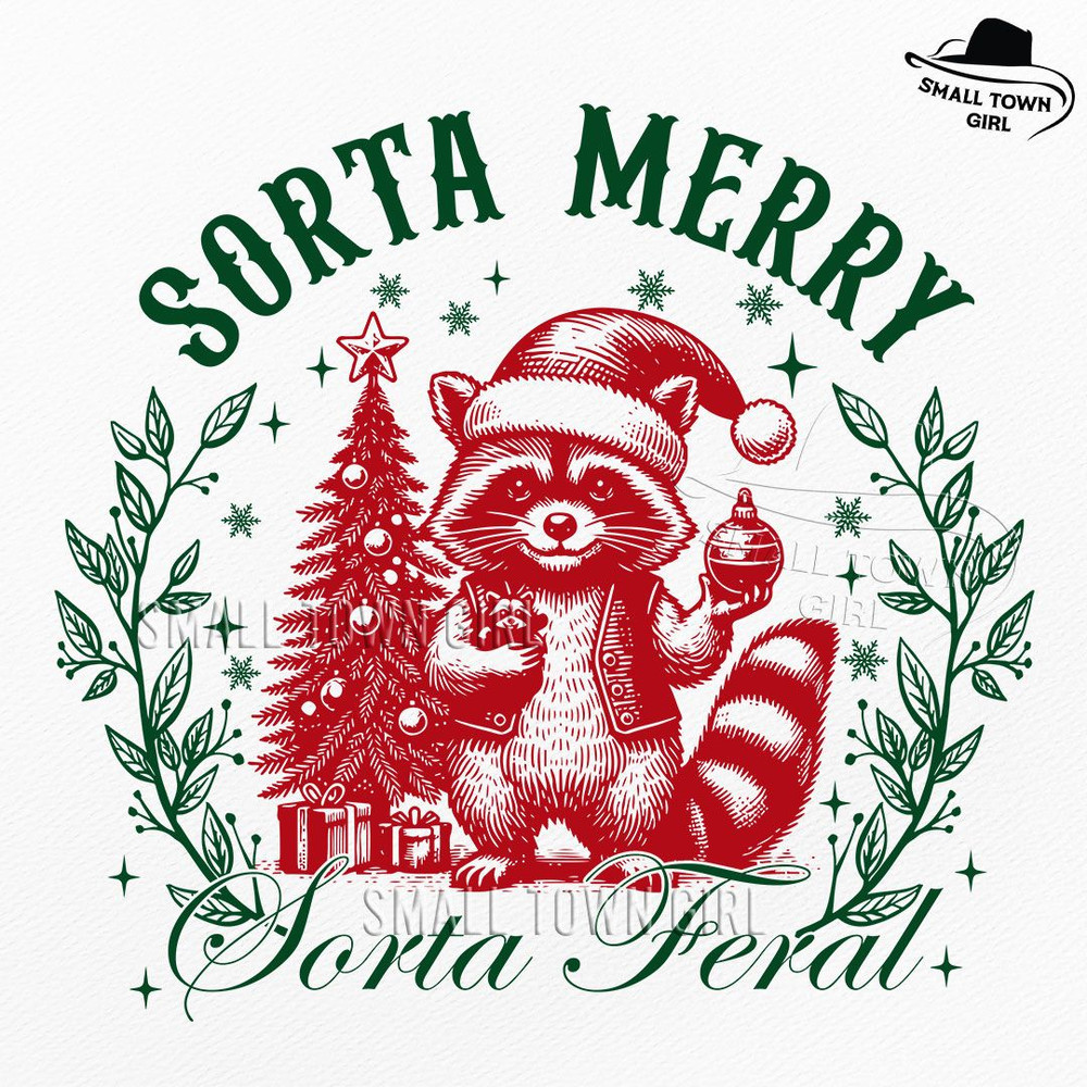 Sorta Merry Sorta Feral Raccoon Xmas Png Feral Girl Christmas Png Christmas Hoodie Png Raccoon Chri 0